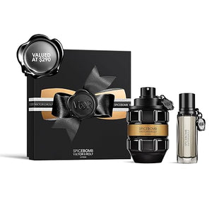 Viktor&ampRolf - Spicebomb 2-Piece Mens Cologne Gift Set ($195 Value) - Woody &amp Spicy - Full Size Extreme 3 Fl Oz &amp Travel Size Eau de Toilette 0.68 Fl Oz