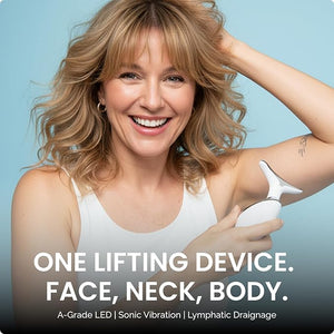 MyoGlow LED Arm Neck and Face Total Body Sculpting Device from MyDermaDream paired with Niacinamide Serum and NoTox Serum