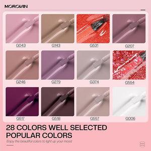 Morovan Gel Nail Polish Kit: 12 Colors Gel Nail Polish Set with U V/LED Light Classic Collection Nude Pink Gel Polish Nail Art Decorations Manicure Tools DIY Salon Home Gifts