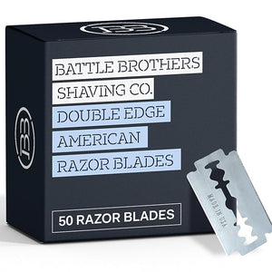 Made in USA Double Edge Razor Blades (50-Pack) ? Stainless Steel Smooth &amp Sharp | Fits All DE Safety Razors | Battle Brothers