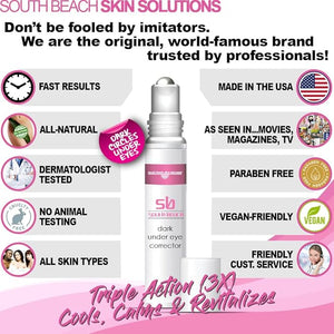 South Beach Under Eye Corrector Cream ? Gentle Salon-Strength Formula for Tired Eyes Puffiness Dark Circles &amp Dryness ? Natural Non-Irritating