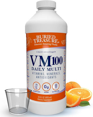 Buried Treasure VM100 Daily Multi - 32 Servings Liquid Vitamins Minerals Supplement with Dose Cup