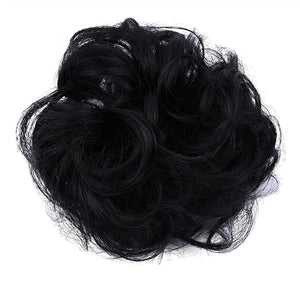 FRANCES Fake Hair Bun 1 Pack Synthetic Donut Bun Messy Bun Hair Slices Curly Wavy Headbands Women Bun Wig Synthetic Wig Hair Extensions Hair Accessories (Color : Natural black)