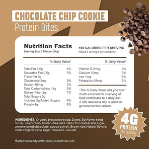 McCaffrey Protein Bites ? Cookie Dough Flavor ? 6 Multi-Serving 4oz Bags ? 4g of Protein per Serving ? Gluten-Free Vegan High Fiber Energy Snack for Active Families