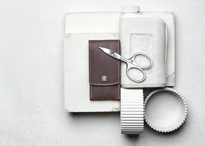 ZWILLING Beauty TWINOX 4-pc Manicure and Pedicure Set with Brown Leather Case, Travel Size Set for Hands and Feet, Nail Care, Genuine Leather