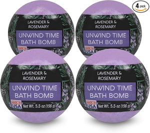 Nature's Beauty Lavender &amp Rosemary Bath Bomb Multi-Pack - Luxury Fizzy Spa Bath Bomb to Help Calm Soothe + Revive Dull and Dry Skin Made with Coconut Oil &amp Witch Hazel 5.5 oz (4 Pack)