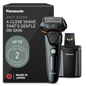 Panasonic Electric Razor for Men Electric Shaver for Men ARC5 with Premium Automatic Cleaning and Charging Station Wet Dry Shaver Cordless Razor with Pop-Up Trimmer ES-LV97-K Black