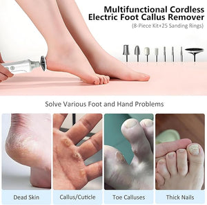 Electric Foot Callus RemoverCordless Electric Foot File with LED Light5000RPM-Faster Callus Remover for Feet8-in-1 Foot Scrubber Perfect for DeadHard Cracked Dry SkinThick Toenail Ideal Gift