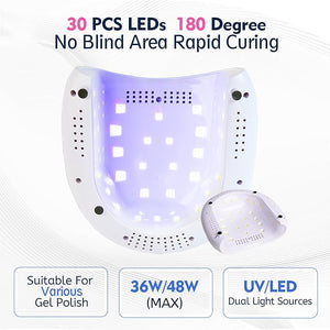 Goodoo UV LED Nail Lamp 48W Nail Dryer for Gel Polish with 4 Timer Settings &amp LCD Display and Automatic Sensor Professional UV Dryer for Home Salon