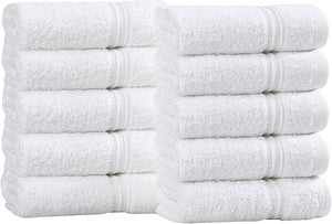 Superior Egyptian Cotton 10-Piece Face Towel Set  Small Towels For Facial Spa Quick Dry Absorbent Towels Bathroom Accessories Guest Bath Home Essentials Washcloth Airbnb White