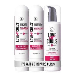 Love Ur Curls - Shampoo &amp Conditioner Set with All in One Curl Cream Styler for Curly Hair 3 Step System for Repair and Moisturizing