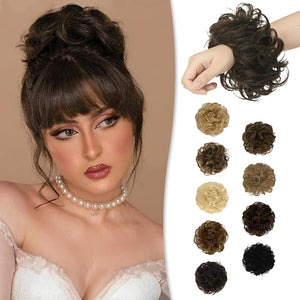 RUWISS Messy Bun Hair Piece Human Hair Messy Rose Bun Hair Buns Hair Piece for Women Real Hair Scrunchies Updo Hair Pieces Bun Extension Ponytail (Brown)