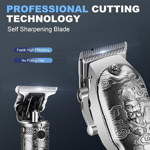 Hair Clippers for Men Nose and Beard Trimmer Set of 3 Professional Cordless Barber Clippers for Hair Cutting Grooming Kit Rechargeable LCD Display