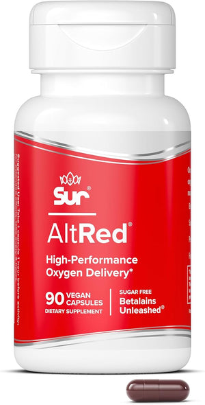 Sur AltRed Beet Root Capsules for Muscle Recovery and Sports Nutrition - 25% Betalain Extract Pre Workout &amp; Nitric Oxide Supplement for Endurance Athletes
