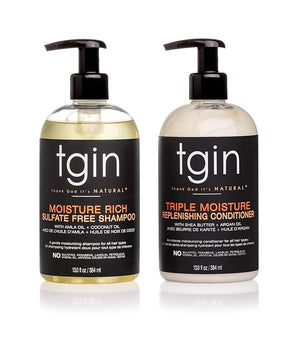 tgin Moisturizing Shampoo &amp; Conditioner Duo for Curly, Coily and Wavy Hair, Sulfate Free, Moisturizes and Detangles Dry Hair, 13 oz (Set)