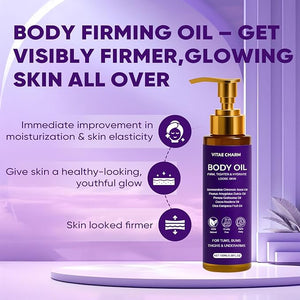Vitae Charm Body Oil Luxury Body Oil for Crepe Skin Firming Tightening &amp Hydrating Body Serum with Vitamin E and Sweet Almond Oil Smooths Skin for Women