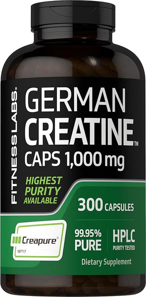 Fitness Labs German Creatine Monohydrate | 1000mg | 300 Capsules | Supplement for Women and Men | Non-GMO Gluten Free
