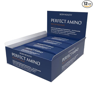 BodyHealth PerfectAmino Bar ? Protein Energy Snack with 10g Protein, Plant-Based MCTs, Superfood Blend, Non-GMO, Gluten, Dairy &amp; Soy Free (Brownie, 12 Pack)