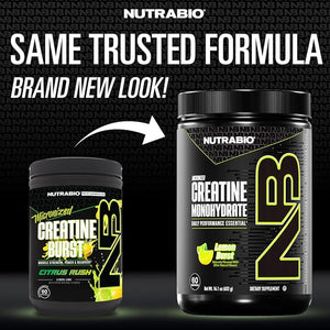 NutraBio Pure Micronized Creatine Monohydrate Powder Supplement Lemon Burst (300 g) - Supports Bulk Muscle Energy Recovery and Strength - HPLC Tested Creatine Powder Supplement for Men and Women