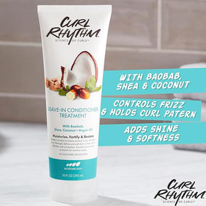Leave-in Conditioner Treatment for Curly Hair - Moisturizing Frizz Free Shine with Shea Butter Coconut &amp Argan Oil For Wavy Kinky Coily Hair - Sulfate Free - 10 Fl Oz (3 Pack)