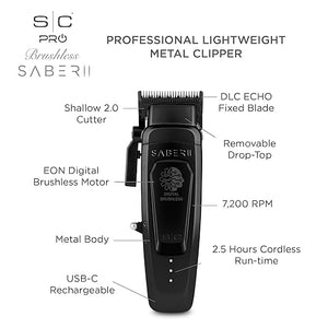 StyleCraft Saber and Saber II Professional Full Metal Body High-Torque Digital Brushless Motor Cordless Hair Clipper