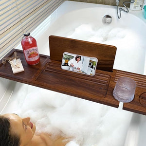 Walnut Bathtub Tray (31"x8"x1"), Luxury Bath Table Tray for Tub Ideal Bathroom Accessories for Women House Warming Gifts
