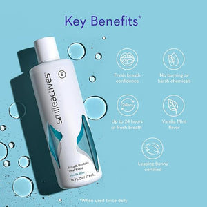 Smileactives Breath Restore Oral Rinse Adults Mouthwash for Bad Breath and Gum Health Promotes Oral Care Healthy Mouth and Long Lasting Fresh Breath Sugar and Alcohol-Free Vanilla Mint 16 fl oz
