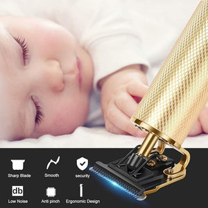 Hair Clippers for Mens Zero Gapped Cordless Hair Trimmer T-Blade Trimmer Professional Haircut &amp Grooming Kit Rechargeable Edgers Clippers Hair Trimmer Shaver Cutting Kit with LCD Display (Gold)