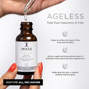 IMAGE Skincare AGELESS Total Pure Hyaluronic 6 Filler Facial Hydration Serum Fill in Look of Fine Lines and Smooth Appearance of Wrinkles 1 fl oz