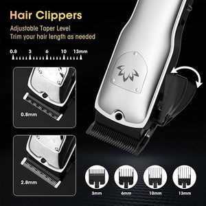 Professional Hair Clippers for Men, Cordless Hair Clippers T-Blade Trimmer Nose Hair Trimmer Electric Shaver Set, Haircut Grooming Kit with LED Display, for Barber, Ideal Gift for Him