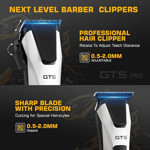 Professional Hair Clippers for Men Professional Barber Clippers and Trimmer Set Mens Cordless Hair Clipper for Barbers Haircut Kit Fade White
