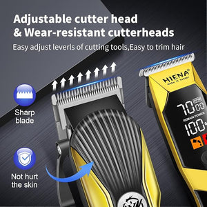 HIENA PRO Hair Clipper Set for Men Professional Cordless Clipper Kit &amp Trimmer Set Ear and Nose Hair Clipper with LED Display USB Rechargeable Hair Cutting Grooming Kit Gifts for Men