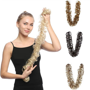 SONGCHAO Fake Hair Bun Messy Bun Ponytail Hair Extensions 80cm Long with Elastic Rubber Band Synthetic Fluffy Wrap Wig Women Hair Bun Hair Accessories (Color : 12H24)