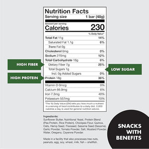 Super Team Savory + Crispy Protein Bars - Spicy Herb - 12-Count Snack Bars - High Protein (18g) High Fiber (7g) Low Sugar (1g) - Gluten Free Nut Free Soy Free Vegan Plant Based Meal Replacement