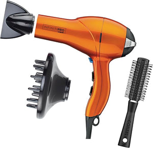 Infiniti PRO CONAIR Hair Dryer with Diffuser Professional AC Motor Tourmaline Ceramic Technology Blow Dryer Includes Concentrator and Blowout Brush Amazon Exclusive Orange