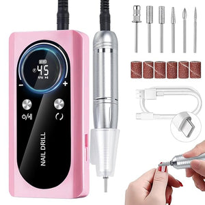 CozyZen Cordless Nail Drill Professional: 45000 RPM Rechargeable Electric Nail File Kit Portable &amp Low Noise for Acrylic Gel Nails Manicure &amp Pedicure - Salon &amp Home Use