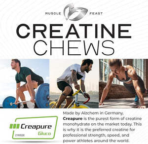 Muscle Feast Creatine Monohydrate Chewables - Vegan &amp Gluten-Free Creapure Creatine Chews for Men &amp Women - Delicious Citrus-Flavored Creatine Tablets for Muscle Building - Lemon Lime 360 Tab