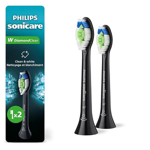 Philips Sonicare W DiamondClean - Genuine Replacement Electric Toothbrush Heads Black 2 Pack HX6062/95