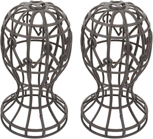 2Pcs Portable Wig Head Stand Holder Gray Plastic Multi-purpose Display for Hair Styling Wig Making Hat and Glasses Display Beauty Accessory for Salon and Home Use