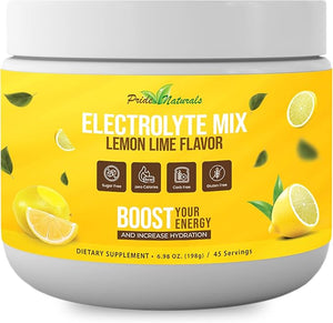 Electrolyte Powder - Refreshing Workout Recovery Electrolytes Sugar Free Gluten Free &amp Vegan Pure Keto &amp Paleo Hydration Beverage Immune Boosting Vitamins (198 Grams Lemon Lime)