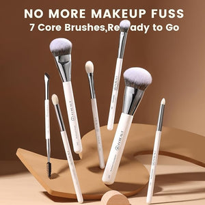 Makeup Brushes Set, Albeaut 7Pcs Face Eyeshadow Brushes Kit with Preminum Bristles Liquid Foundation Concealer Blending Tools Professional &amp; Travel Bag
