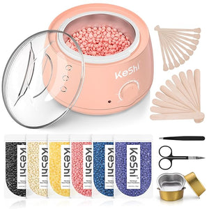 KeShi Waxing Kit Painless Hair Removal Wax Warmer with 6 Bags Hard WaxBeans for Full Body Legs Face Eyebrows &amp Bikini? Ideal for Both Women &amp Men(Blush)