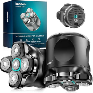 5D Head Shavers for Bald Men - Kensen 2025 Upgraded Large Hair Chamber Bald Head Shavers for Men Best Head Razors for Bald Mens Waterproof USB-C Rechageable 160min Use for Home Office Travel (Green)