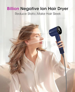 Hair Dryer110000 RPM High-Speed Brushless Motor for Fast Drying with HD Digital Display Low Noise Compact Hair Blow Dryer for Curly Hair for Home Travel Salon #201Purple Blue