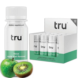 Tru Focus Shots Nootropic Energy Drink with Yerba Mate L Theanine &amp Natural Caffeine Vegan Wellness Shot with Zero Sugar &amp Calories Gluten Free Keto Friendly Apple Kiwi Flavor 2 FL OZ