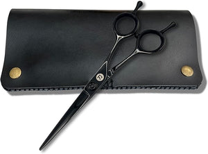 Saki Shears Black 5.5 Hair Cutting Scissors - Straight Handles - Dual Tangs - Zero Offset - Lightweight Hair Scissors for Professionals - Japanese 440C Steel (Black)