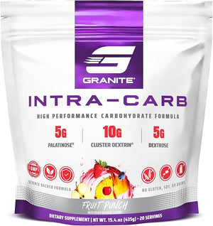 Granite Intra Carb Powder, Fruit Punch Flavor, High-Performance Carbohydrate Blend with Cluster Dextrin, Palatinose, &amp; Dextrose, Supports Energy and Training (20 Servings)