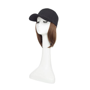 TESS Hat Wigs for Women Baseball Cap with Hair Attached Short Straight Synthetic Hair 6