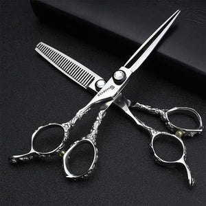 6.0 Inch Professional Stainless Barber Left Hand Scissors Set, Salon Haircut Left Hand Scissors Cutting Tools Kit (Cutting Scissors + Thinning Scissors), Perfect for Barber and Home Use