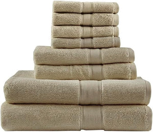 Madison Park 800GSM Bathroom Towel Set of 8 100% Cotton Bath Towel Set for Bathroom Luxurious Highly Absorbent 2 Bath Towels 2 Hand Towels 4 Washcloths Quick Dry Spa Quality Beige